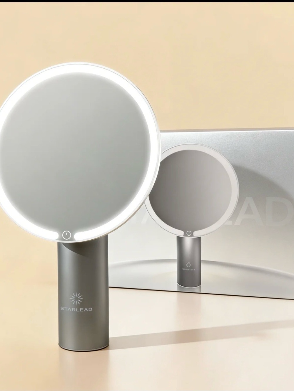 Silver LED Vanity Mirror with Touch Light
